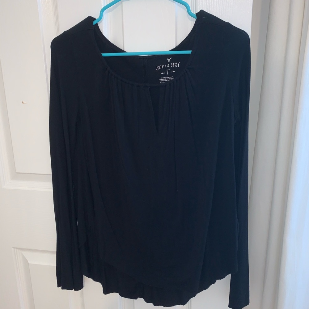 Black American Eagle Longsleeve Blouse